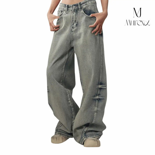 痩せ見え×足長見え3Dデニム_Crushed Wash Straight Denim