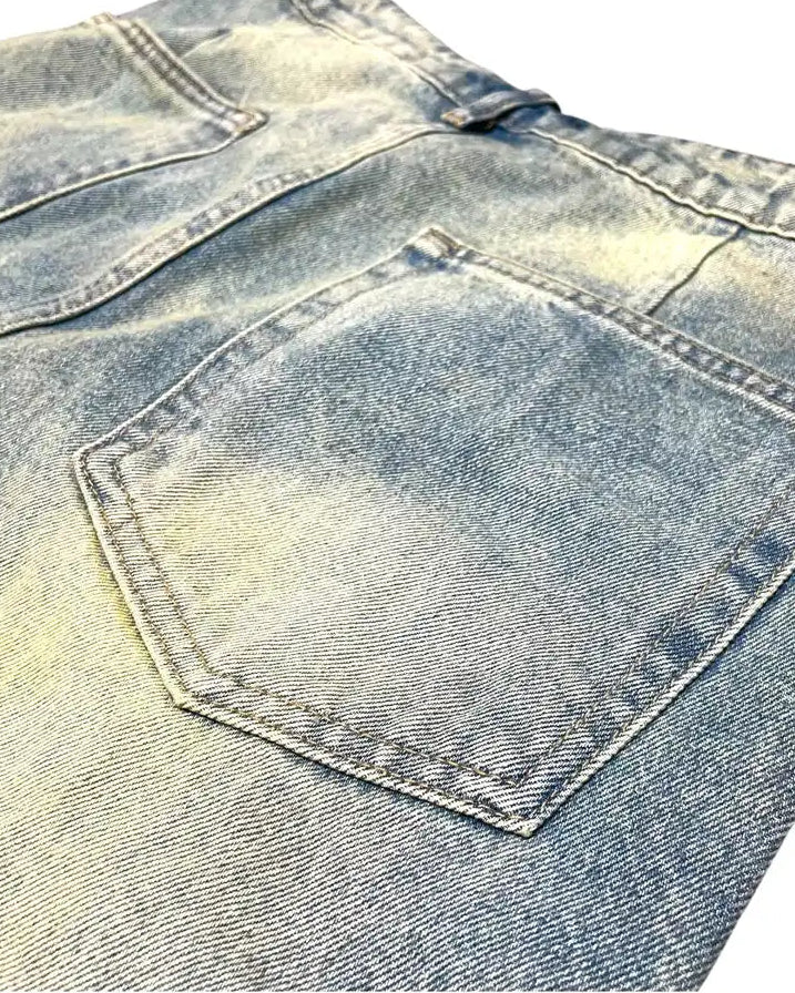 計算されつくした高デザイン性ダメージデニム_Light Bleached Crash Denim