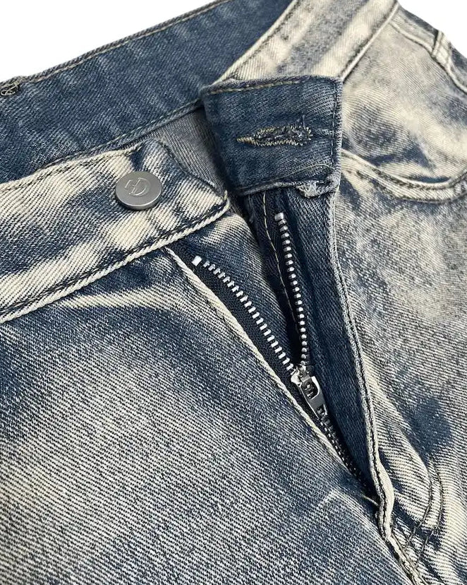 痩せ見え×足長見え3Dデニム_Crushed Wash Straight Denim