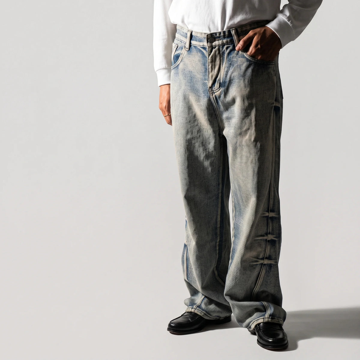 Crushed Wash Straight Denim