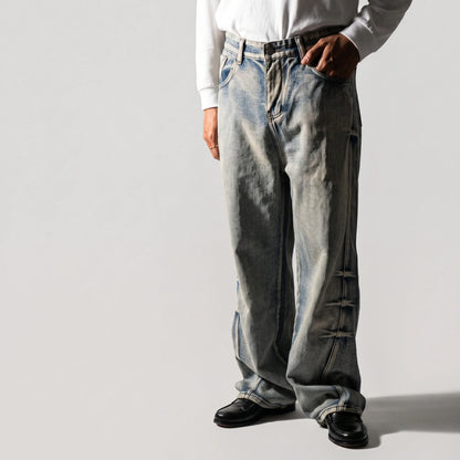 Crushed Wash Straight Denim