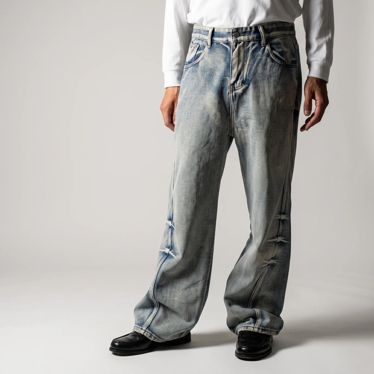 Crushed Wash Straight Denim