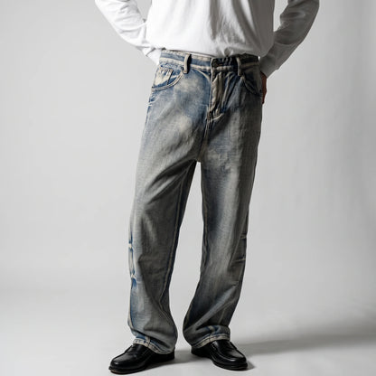Crushed Wash Straight Denim