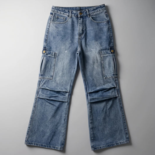 【SoldOut】この生地・このロットの再生産予定はございません。Utility Wide Cargo Denim