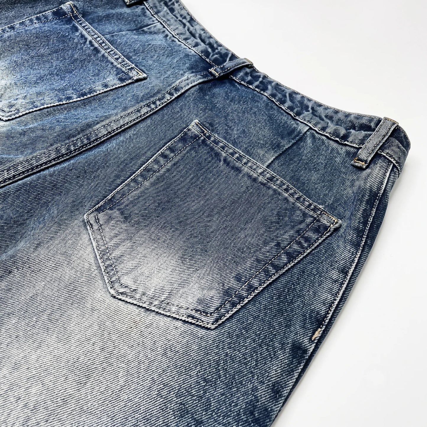Stone-Washed Vintage Wide Denim