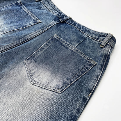 Stone-Washed Vintage Wide Denim