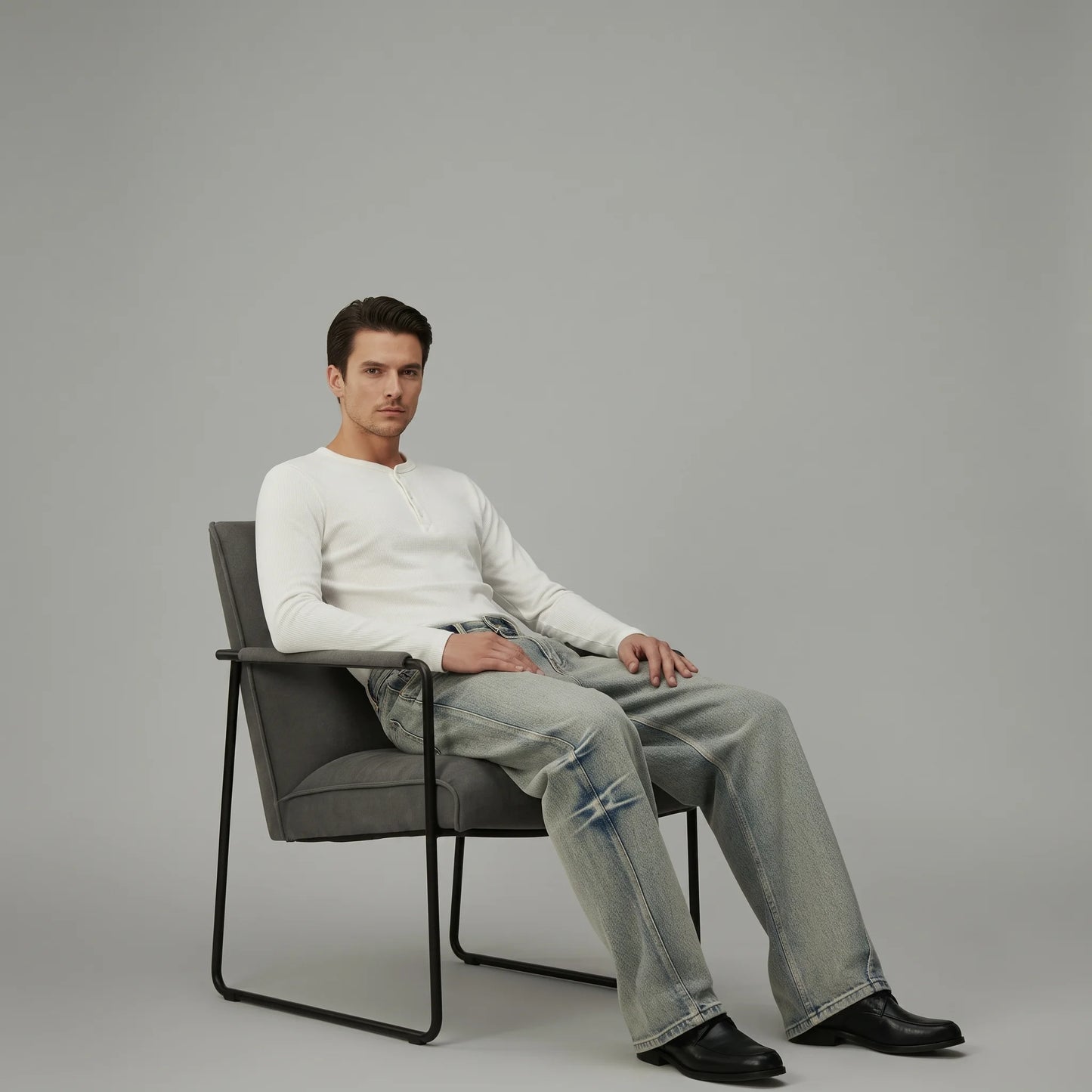 Crushed Wash Straight Denim