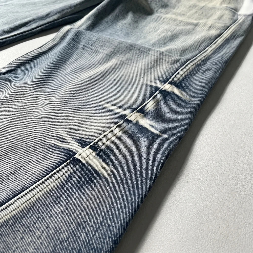 Crushed Wash Straight Denim