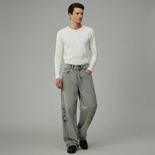 Crushed Wash Straight Denim
