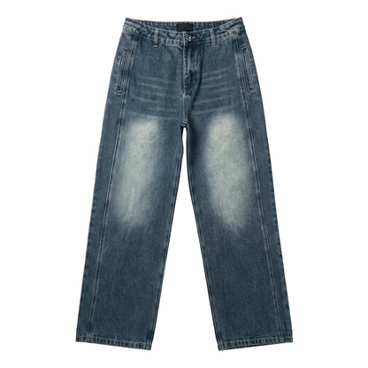 Stone-Washed Vintage Wide Denim