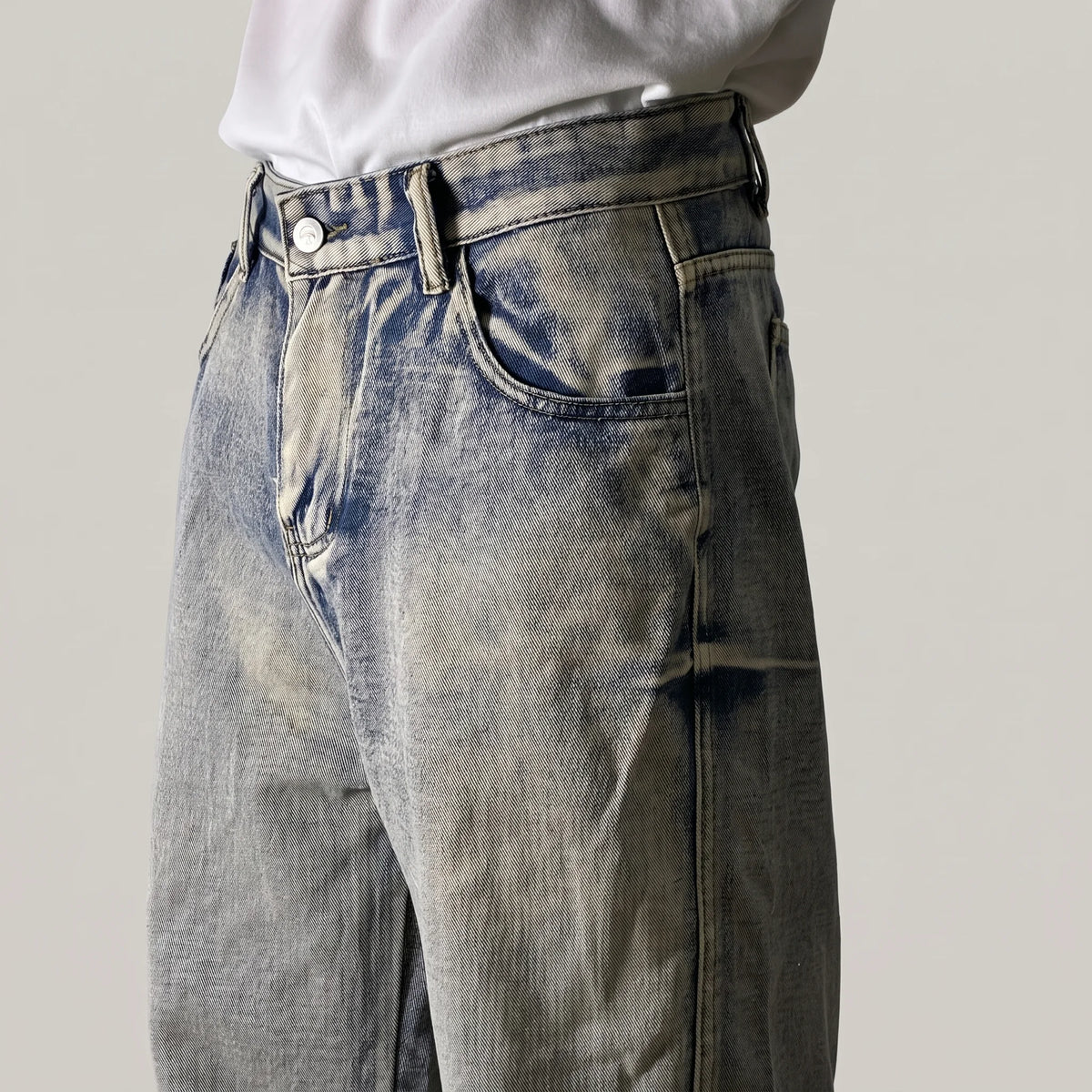 Crushed Wash Straight Denim