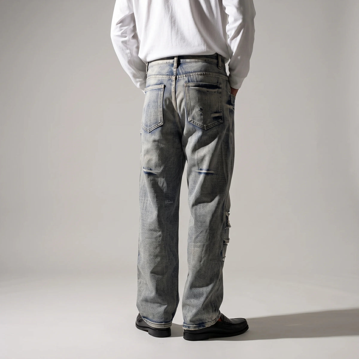 Crushed Wash Straight Denim