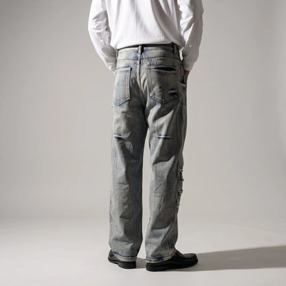 Crushed Wash Straight Denim