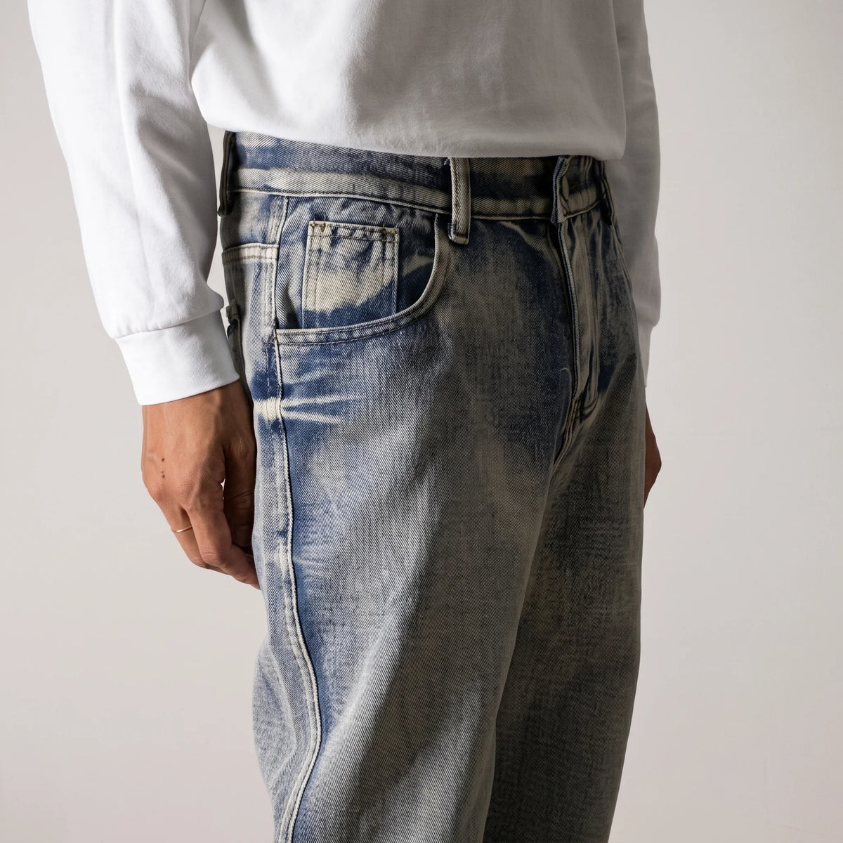 Crushed Wash Straight Denim