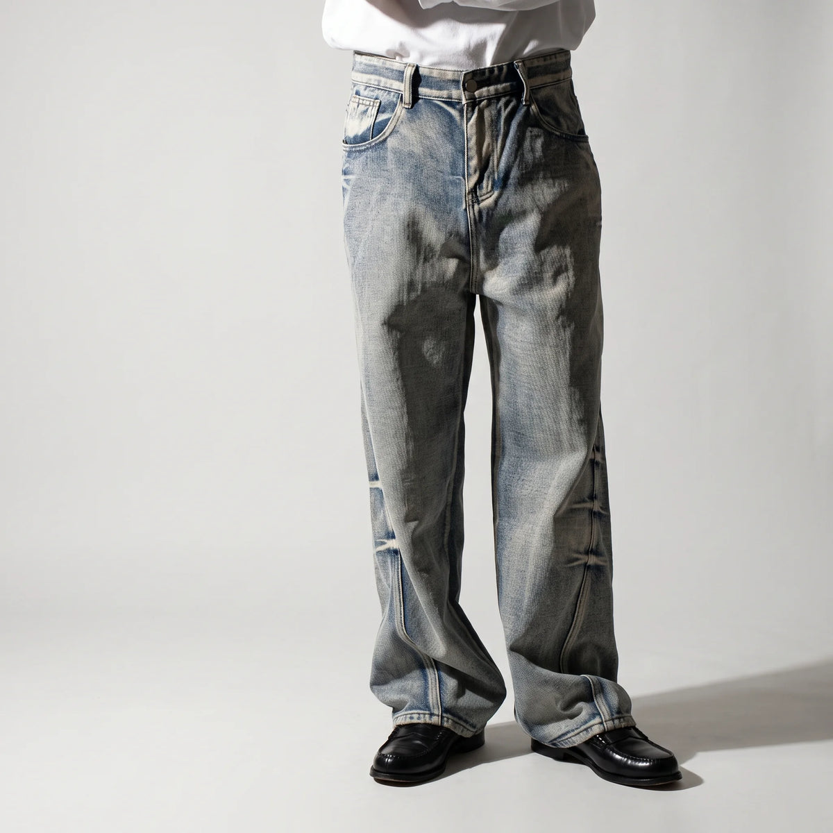 Crushed Wash Straight Denim