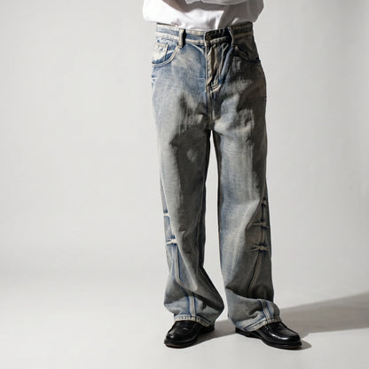 Crushed Wash Straight Denim