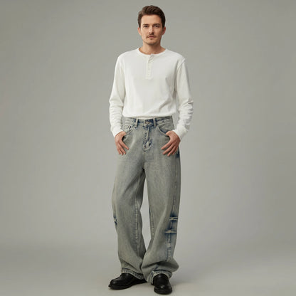 Crushed Wash Straight Denim
