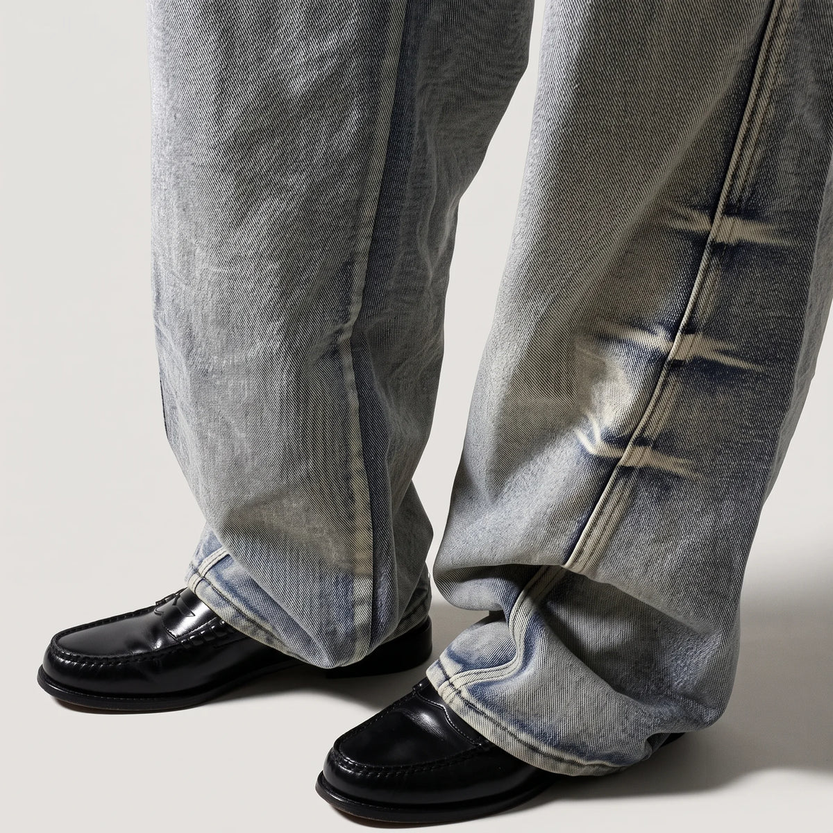 Crushed Wash Straight Denim