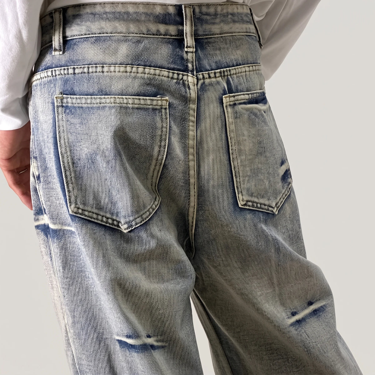 Crushed Wash Straight Denim