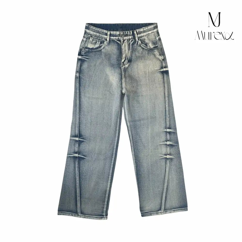 痩せ見え×足長見え3Dデニム_Crushed Wash Straight Denim