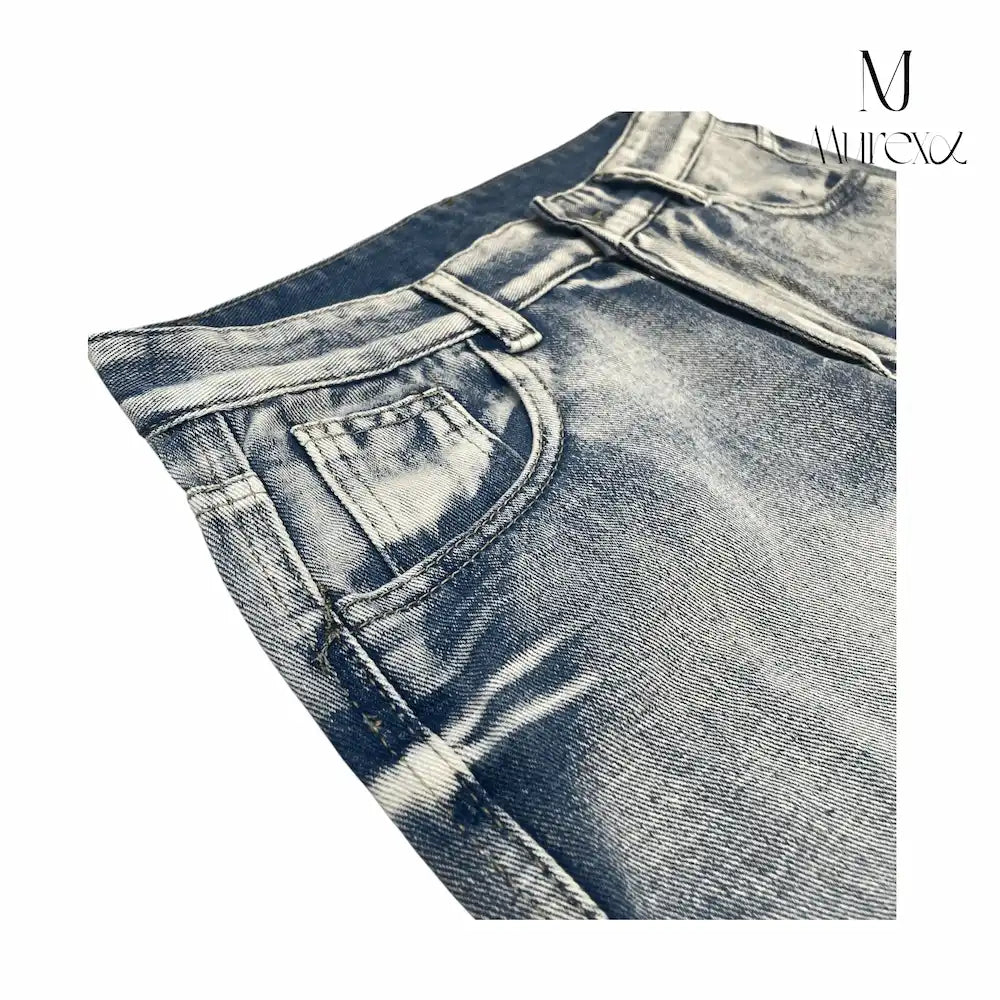 痩せ見え×足長見え3Dデニム_Crushed Wash Straight Denim