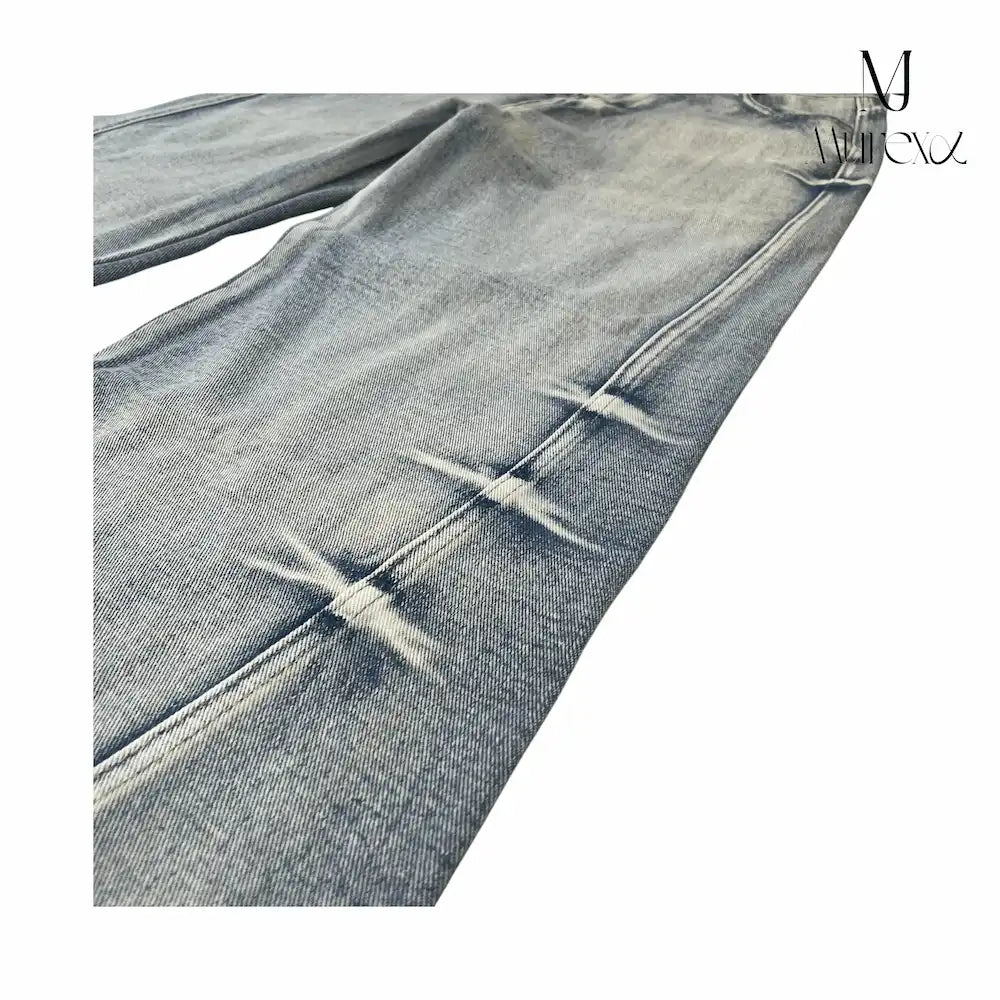 痩せ見え×足長見え3Dデニム_Crushed Wash Straight Denim