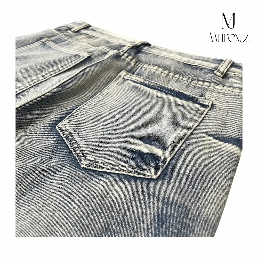 痩せ見え×足長見え3Dデニム_Crushed Wash Straight Denim