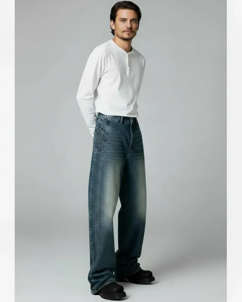 高級感×絶妙ダメージの着回し力Pants_Stone-Washed Vintage Wide Denim