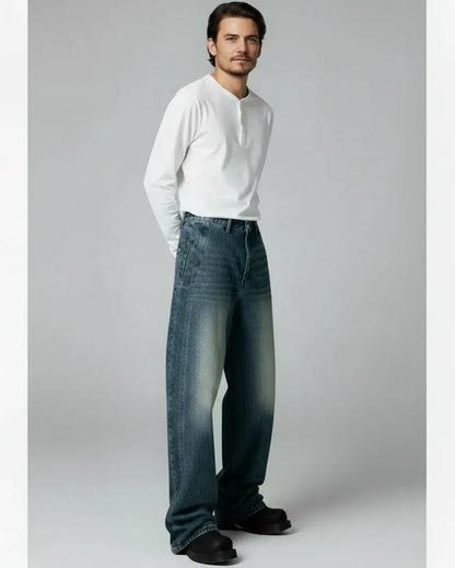 高級感×絶妙ダメージの着回し力Pants_Stone-Washed Vintage Wide Denim