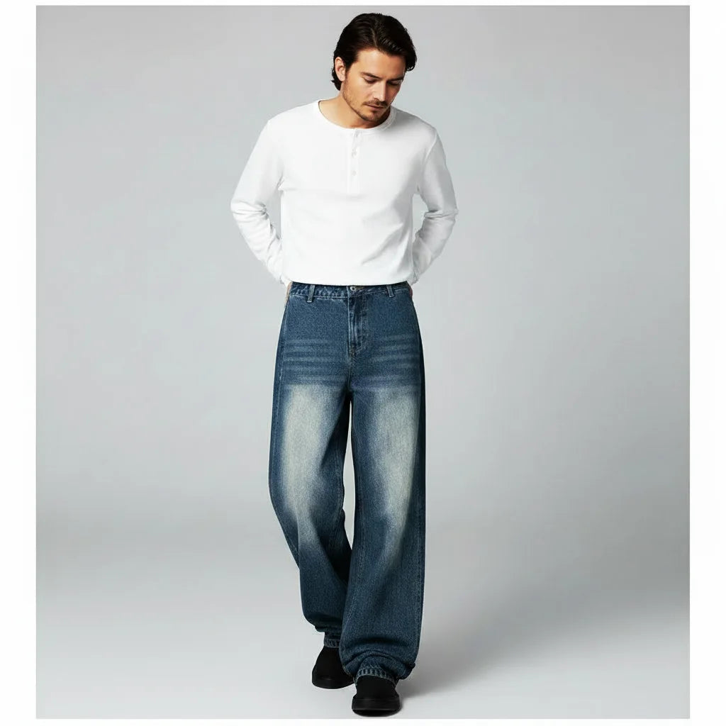 SoldOut】Stone-Washed Vintage Wide Denim – murexa