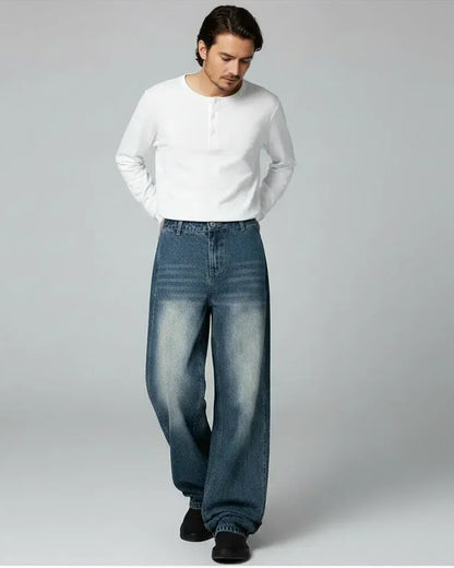高級感×絶妙ダメージの着回し力Pants_Stone-Washed Vintage Wide Denim