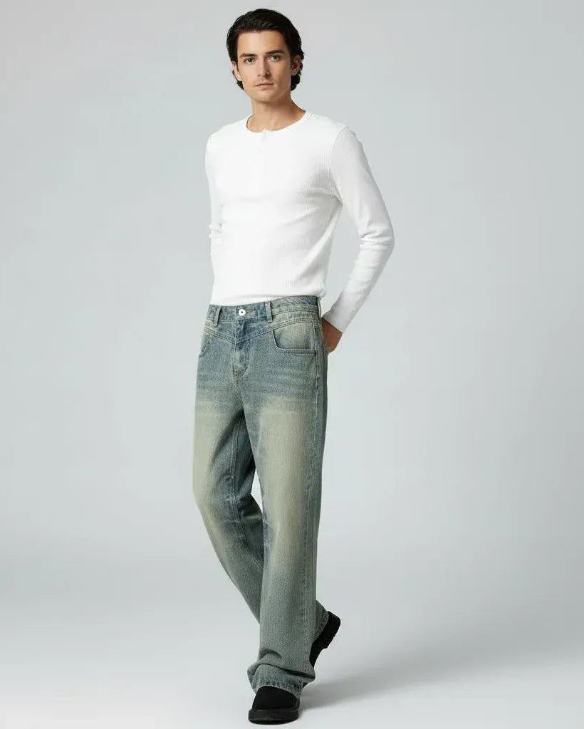 計算されつくした高デザイン性ダメージデニム_Light Bleached Crash Denim