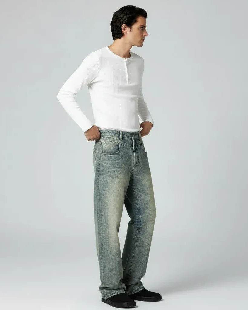 計算されつくした高デザイン性ダメージデニム_Light Bleached Crash Denim